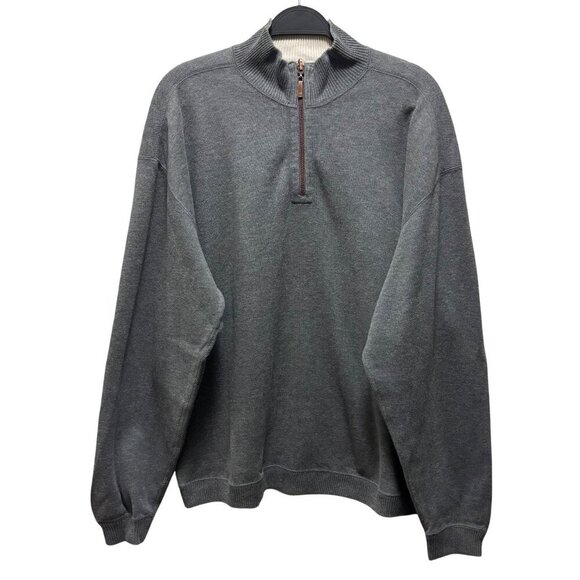Tommy Bahama Gray 1/4 Zip Pullover Sweater Reversible Size XL Mens Knitwear - Picture 1 of 7